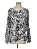 Ann Taylor LOFT 100% Polyester Animal Print Silver Long Sleeve Blouse Size 12 - photo 1