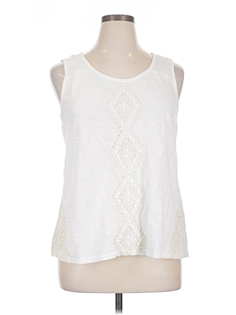 Pre-owned Style & Co Sleeveless Blouse In Ivory