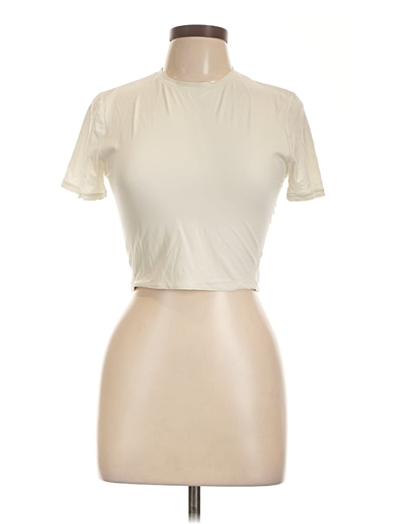 Pre-owned Lululemon Athletica Short Sleeve Turtleneck In Ivory