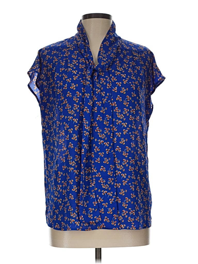 Pre-owned Pleione Short Sleeve Blouse In Blue