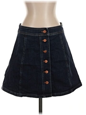 Madewell Stretch Denim A-Line Mini Skirt: Button-Front Edition (view 1)