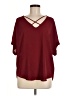 Lush 100% Polyester Burgundy Short Sleeve Blouse Size M - photo 1