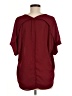 Lush 100% Polyester Burgundy Short Sleeve Blouse Size M - photo 2