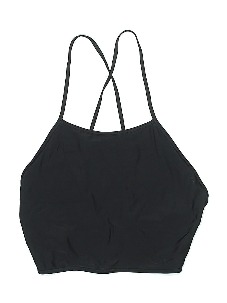 Pre-owned Aerie Swimsuit Top Black Solid Pattern Swimwear