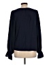 Ann Taylor LOFT 100% Polyester Blue Black Long Sleeve Blouse Size L - photo 2