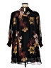 DR2 100% Polyester Floral Black 3/4 Sleeve Blouse Size XL - photo 2