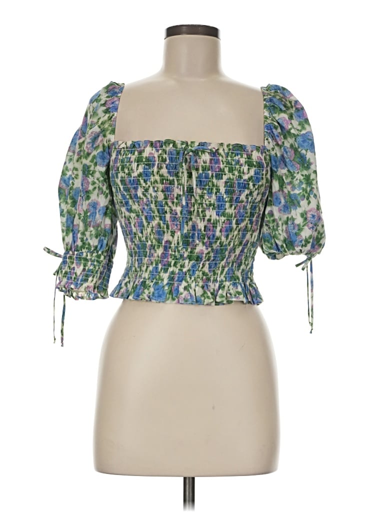 Pre-owned For Love & Lemons 3/4 Sleeve Blouse In Green