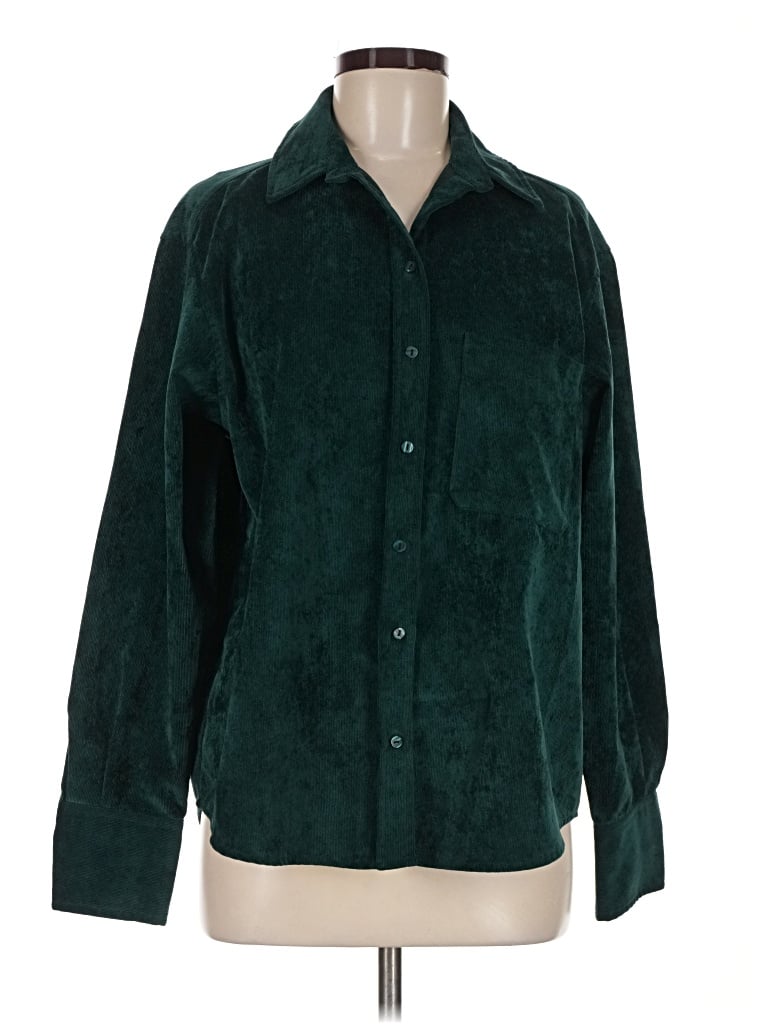 Pre-owned Zara Long Sleeve Button Down Shirt In Green