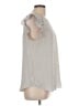 Ann Taylor LOFT 100% Polyester Gray Sleeveless Blouse Size L - photo 4