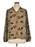 Well Worn 100% Polyester Print Green Long Sleeve Blouse Size XL - photo 1