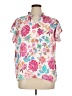 Haptics 100% Polyester Floral Pink Short Sleeve Blouse Size 1X - photo 1