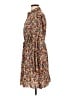C+D+M Collection 100% Polyester Print Brown Casual Dress Size L - photo 5