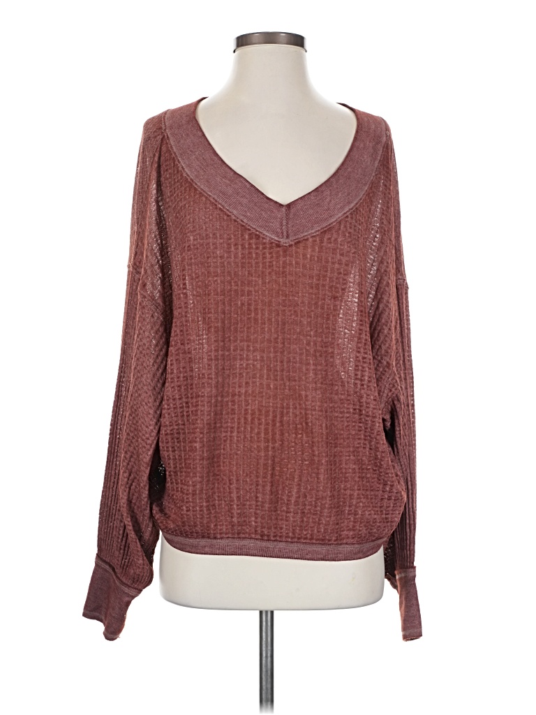 Pre-owned We The Free Long Sleeve T-shirt In Burgundy