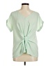 Blue Rain 100% Polyester Solid Green Short Sleeve Blouse Size M - photo 1