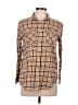 J.Crew 100% Cotton Plaid Tan 3/4 Sleeve Button-Down Shirt Size 8 - photo 1