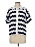 Lou & Grey Chevron-herringbone Blue Short Sleeve Blouse Size M - photo 1