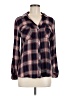 Olivia Grey 100% Rayon Plaid Blue Long Sleeve Button-Down Shirt Size M - photo 1