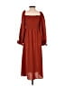 Unbranded 100% Polyester Brown Orange Casual Dress Size XS - photo 2