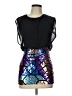 Aura 100% Polyester Graphic Solid Black Cocktail Dress Size L - photo 1