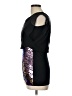 Aura 100% Polyester Graphic Solid Black Cocktail Dress Size L - photo 5
