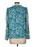 Ann Taylor LOFT 100% Polyester Floral Blue 3/4 Sleeve Blouse Size M - photo 2