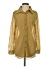 PrettyLittleThing Metallic Gold Long Sleeve Blouse Size S - photo 1
