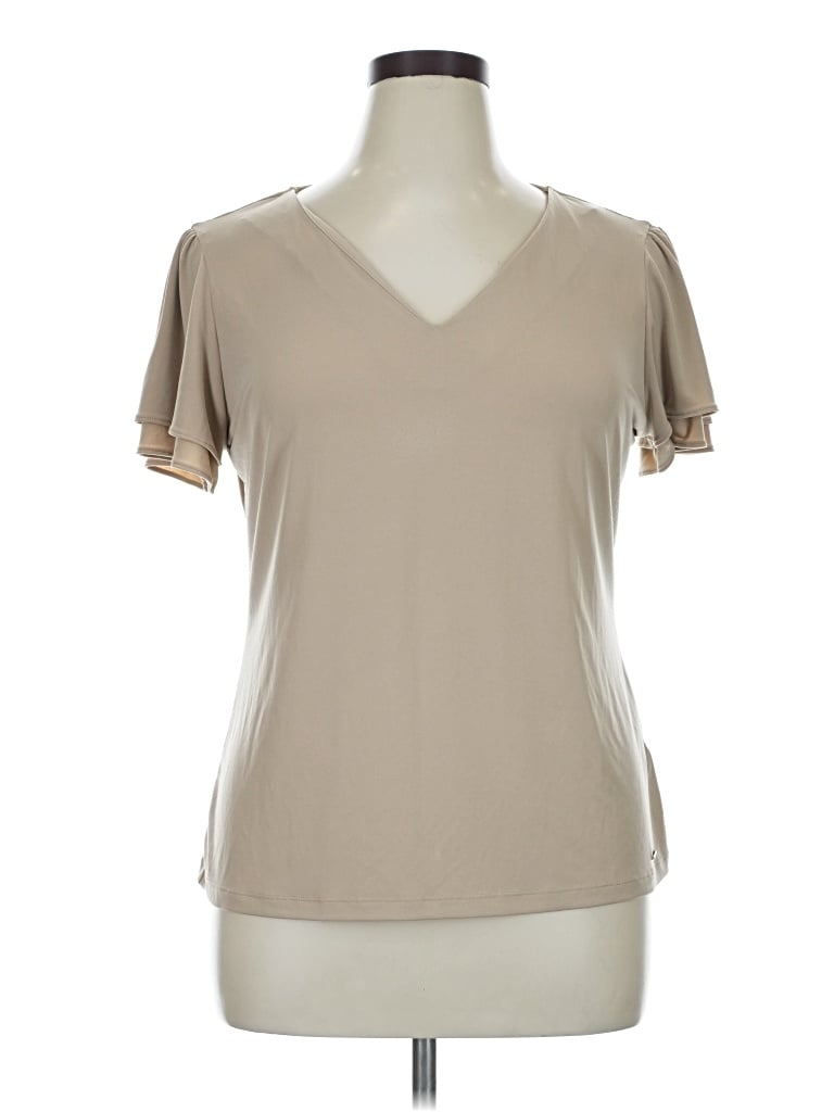 Pre-owned Calvin Klein Short Sleeve T-shirt In Tan