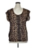 14th & Union 100% Polyester Animal Print Brown Short Sleeve Blouse Size XL - photo 1