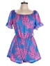 Shein 100% Polyester Tropical Blue Romper Size L - photo 1