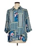 Rose + Olive 100% Polyester Blue 3/4 Sleeve Blouse Size 1X - photo 1