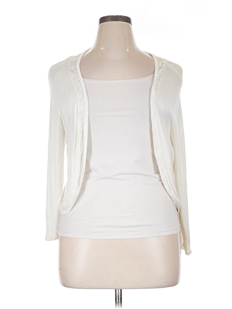 Pre-owned Christopher & Banks Cardigan Sweater In Ivory
