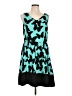 Kensie 100% Polyester Graphic Teal Casual Dress Size L - photo 1