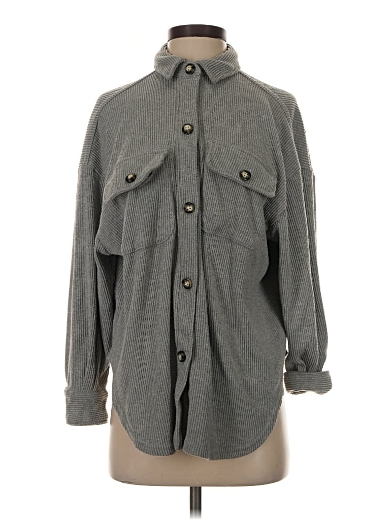 Pre-owned Resa Long Sleeve Button Down Shirt In Gray