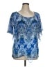 French Bazaar 100% Polyester Blue Short Sleeve Blouse Size XL - photo 1