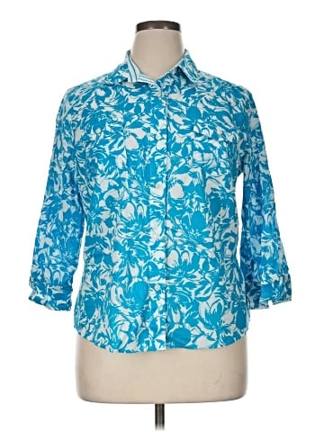 Jones New York Signature 3/4 Sleeve Button-Down Shirt (view 1)