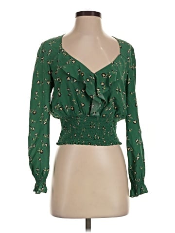 Intermix Long Sleeve Silk Top (view 1)