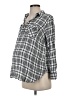 Isabel Maternity 100% Rayon Plaid Gray 3/4 Sleeve Button-Down Shirt Size Sm Maternity - photo 1