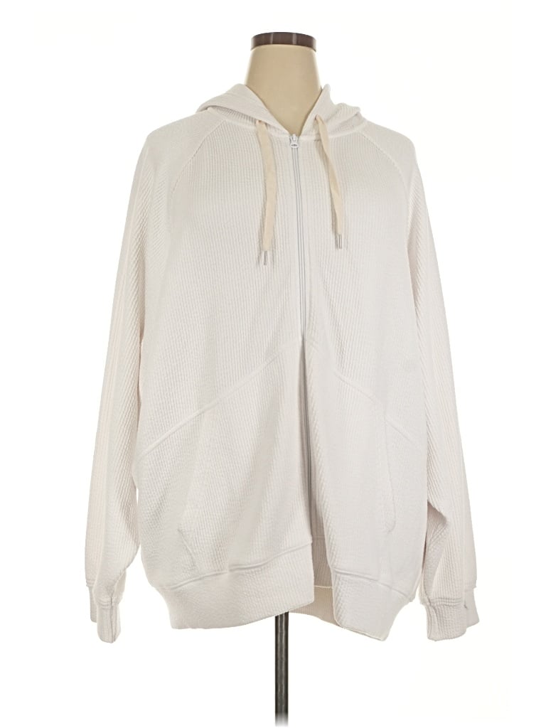 Pre-owned Aerie Zip Up Hoodie In White