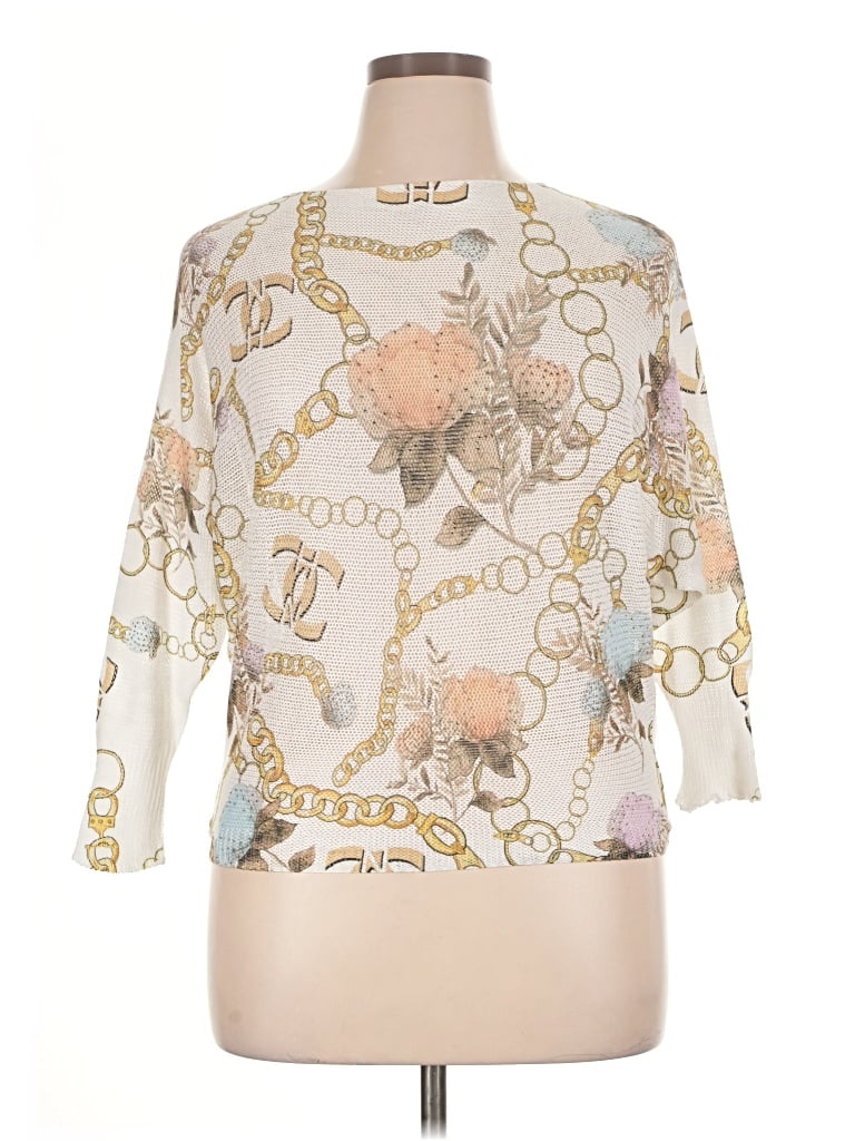 Pre-owned Gigi Moda 3/4 Sleeve Blouse In Gold