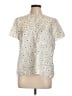 Theory 100% Silk Hearts Ivory Short Sleeve Silk Top Size L - photo 1