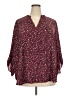 Lush 100% Polyester Burgundy 3/4 Sleeve Blouse Size 3X - photo 1