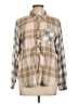 Maurices Plaid Tan Long Sleeve Button-Down Shirt Size L - photo 1