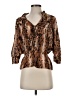 Parker 100% Silk Animal Print Brown 3/4 Sleeve Silk Top Size XS - photo 1