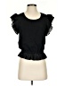 Sundays Solid Black Short Sleeve Top Size Sm (1) - photo 1