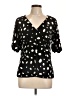 Beacon 100% Polyester Polka Dots Black Short Sleeve Blouse Size L - photo 1