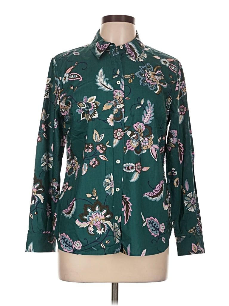 Talbots Long Sleeve Blouse In Green