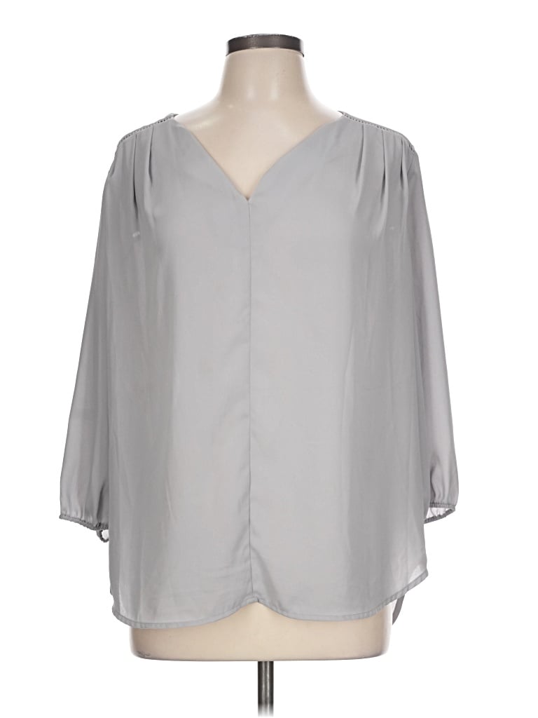 Pre-owned Pleione 3/4 Sleeve Blouse In Gray