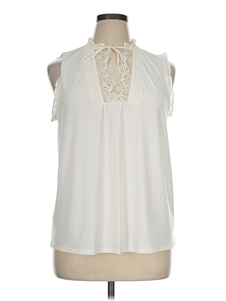 Pre-owned Express Outlet Sleeveless Blouse In Ivory