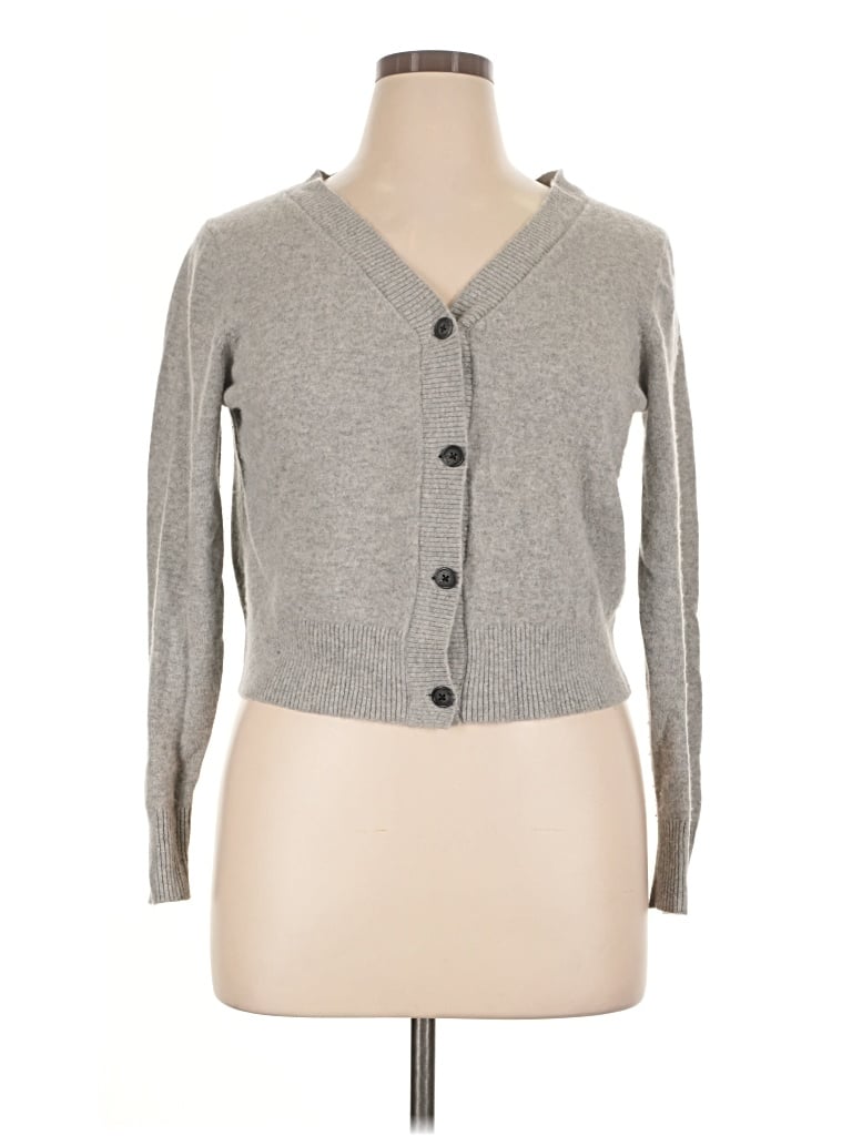 Pre-owned Jcrew Cashmere Cardigan Sweater In Gray