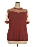 Perch by Blu Pepper Polka Dots Orange Burgundy Short Sleeve Top Size 2X - photo 1